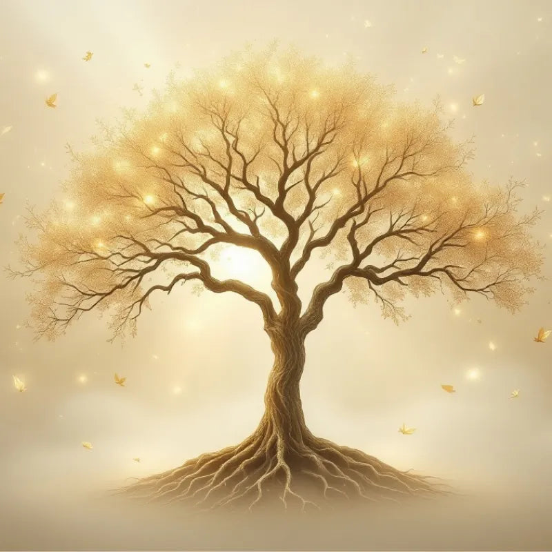 Tree of Life meaning guide — gold tree symbol on cream, spiritual symbol jewelry