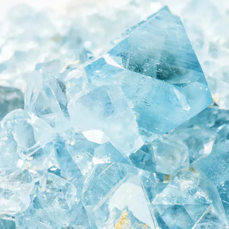 Pale blue aquamarine crystals — March birthstone jewelry