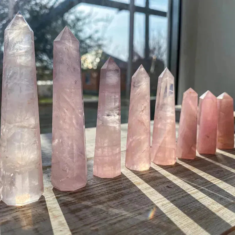 Crystals set out on a natural surface for a moonlight cleansing ritual