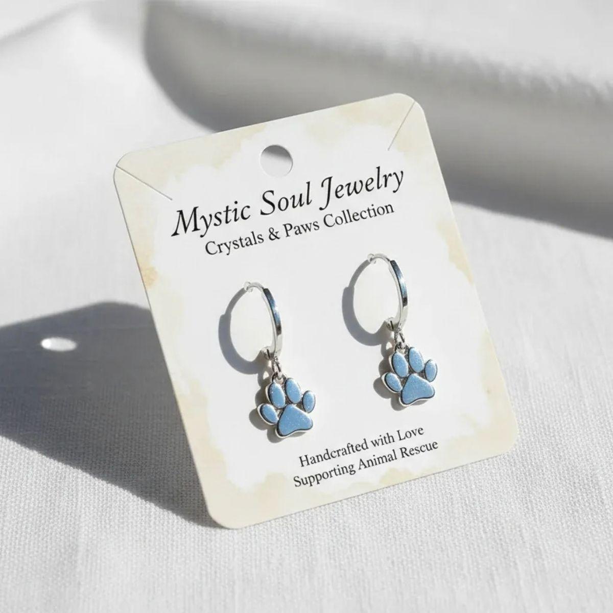 Crystals & Paws earrings on a meaning card — which crystals are safe around pets