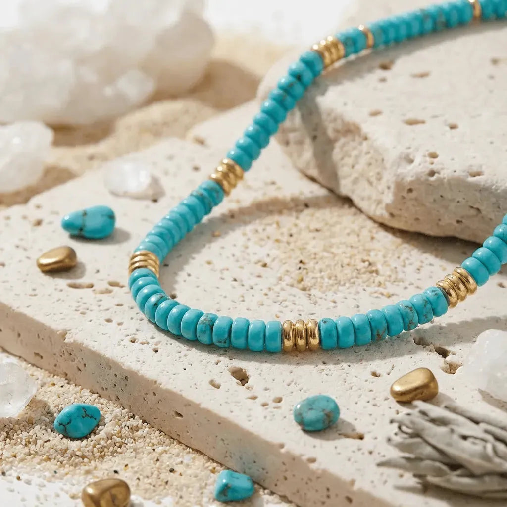 Turquoise beaded necklace — December birthstone jewelry