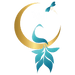 Mystic Soul Jewelry logo — peacock on a crescent moon with a dragonfly