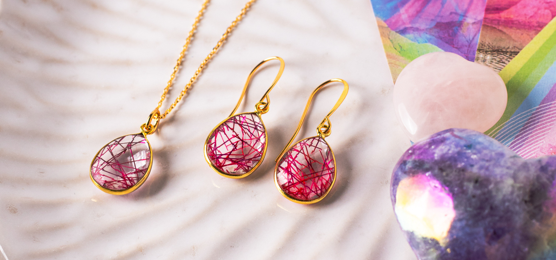 Pink Tourmaline necklace earrings