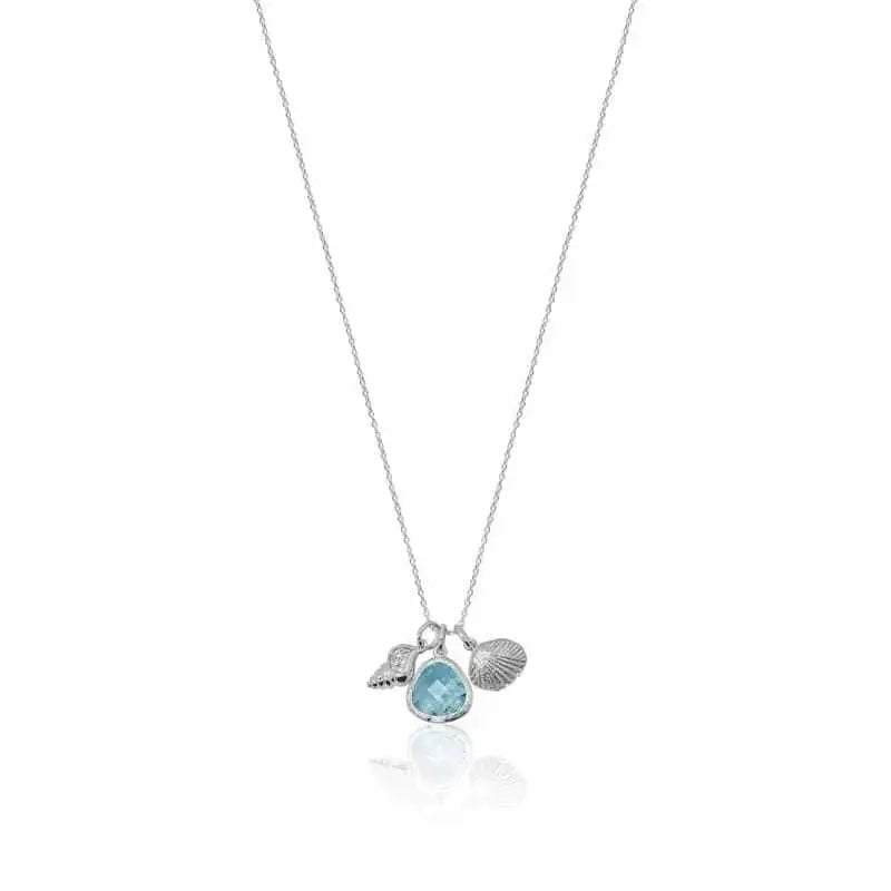 Aqua Mini Drop Crystal Shell Ocean Inspired Necklace - Mystic Soul Jewelry