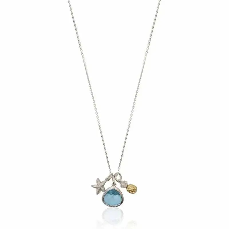 Aqua Mini Drop Pineapple Charm Necklace - Mystic Soul Jewelry
