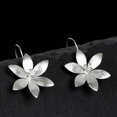 Artisan-Crafted Sterling Silver Lotus Flower Earrings - Mystic Soul Jewelry