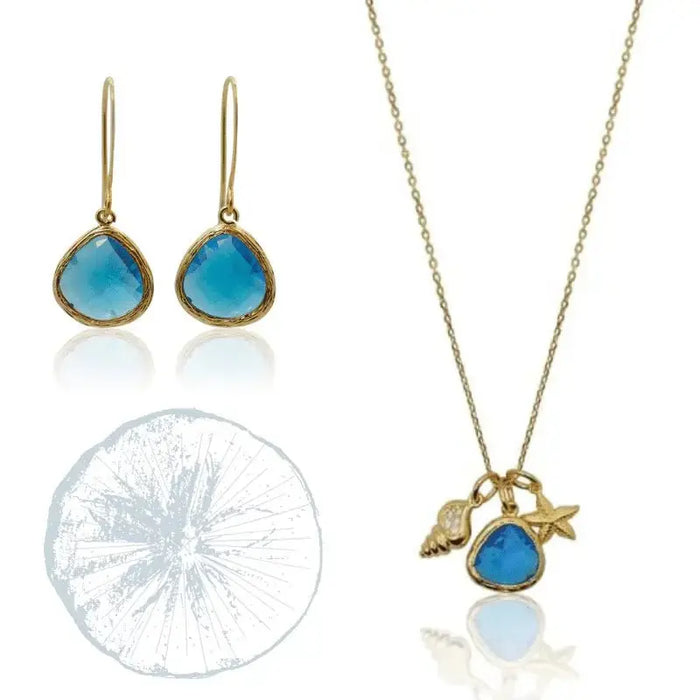 Capri Ocean Design Charm Necklace and Earring Jewelry Set - Mystic Soul Jewelry
