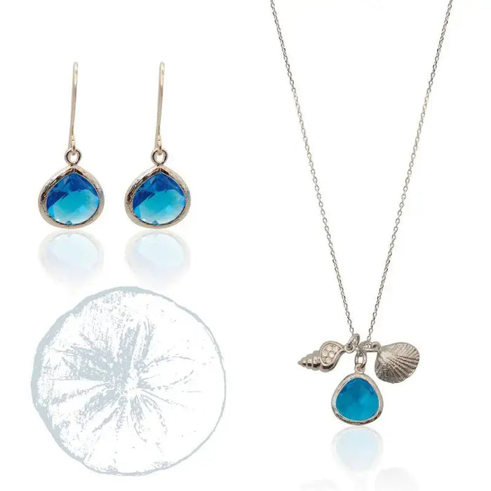 Capri Ocean Design Charm Necklace and Earring Jewelry Set - Mystic Soul Jewelry