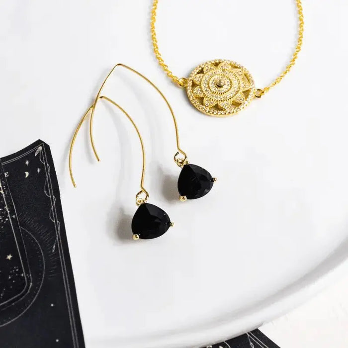Cleo Long Black Earrings - Mystic Soul Jewelry