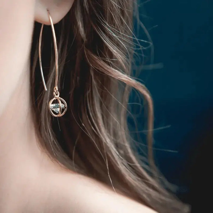 Crystal Ball Long Gold Earrings - Mystic Soul Jewelry