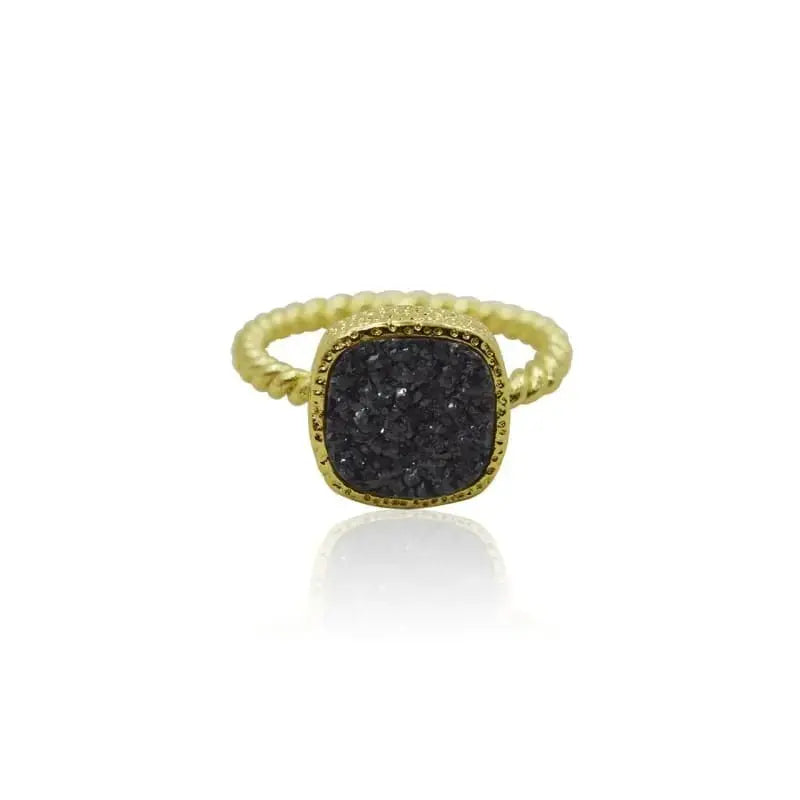 Druzy Ring - Black Agate - Mystic Soul Jewelry