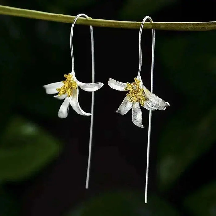 Handcrafted Sterling Silver Osmanthus Floral Earrings - Mystic Soul Jewelry