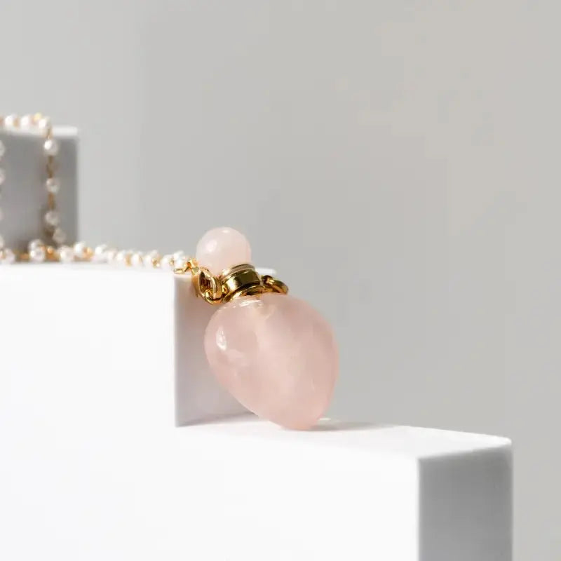 Heart Vial Pendant: Pink Aura Necklace - Mystic Soul Jewelry