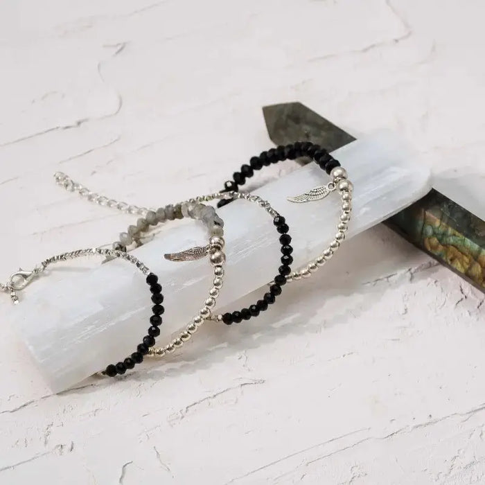 Labradorite Angel Wing Natural Stone Bracelet - Mystic Soul Jewelry