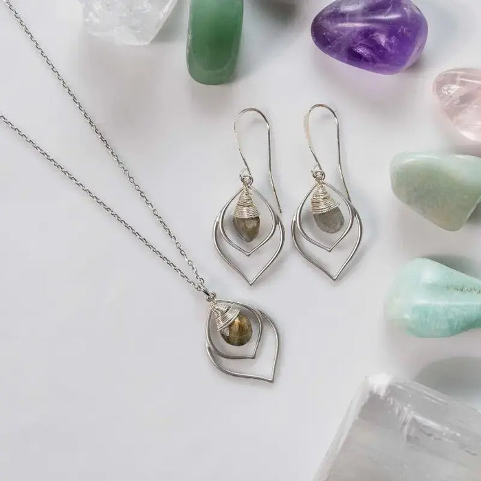Labradorite Earrings: Teardrop Design - Mystic Soul Jewelry