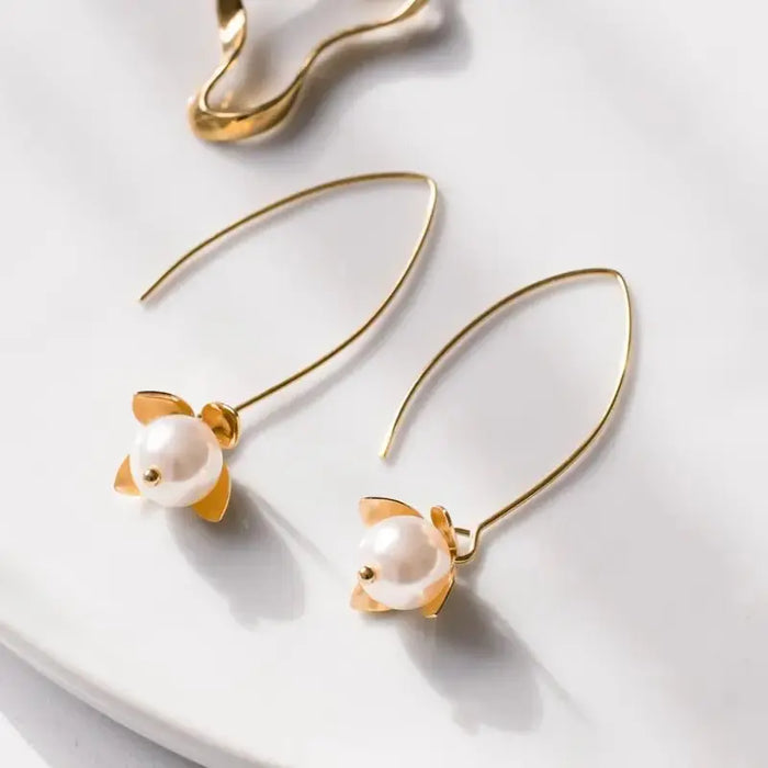Pearl Flower Drop Earrings - Mystic Soul Jewelry