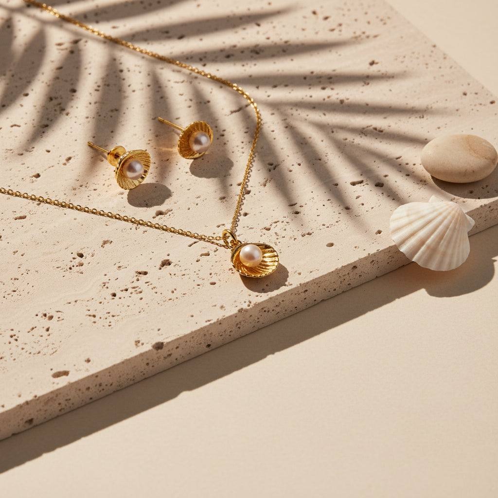 pearl in shell necklace