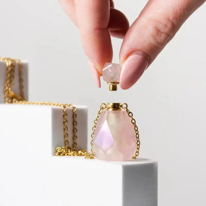 Pink Aura Quartz Vial Necklace - Mystic Soul Jewelry