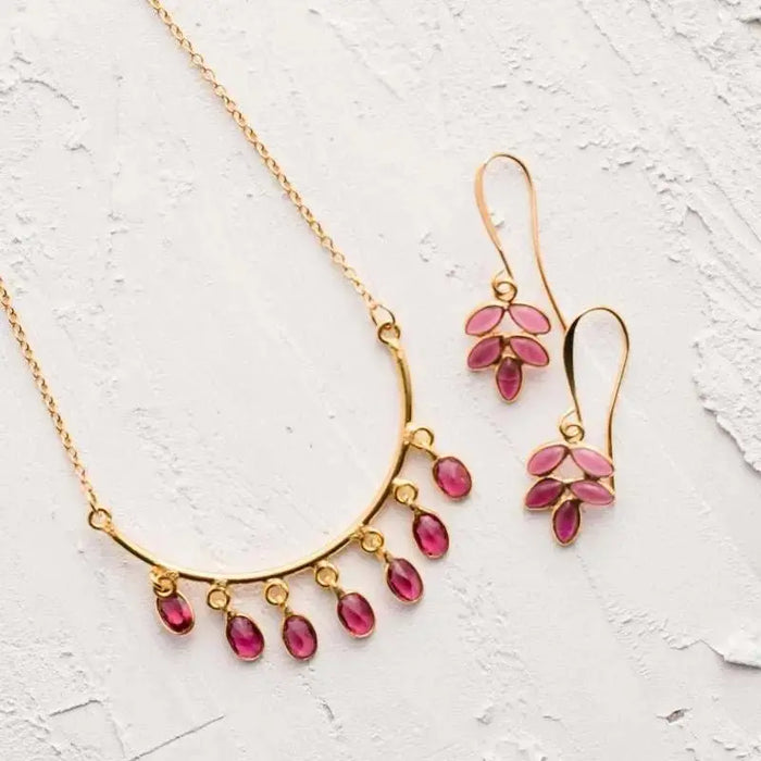 Pink Tourmaline Dangle Statement Necklace - Mystic Soul Jewelry