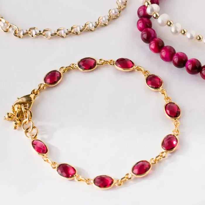 Pink Tourmaline Faceted Chain Bracelet - Mystic Soul Jewelry