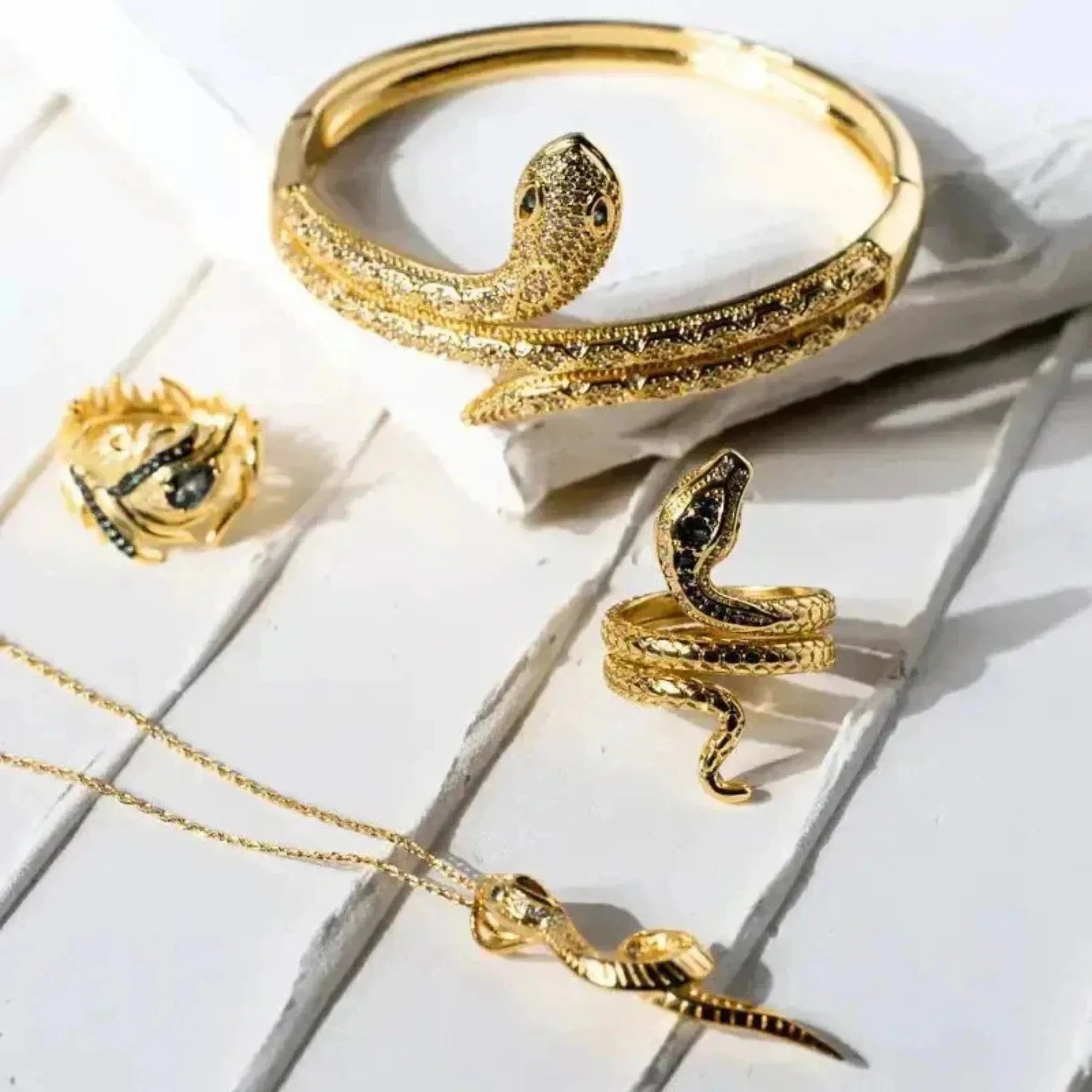 snake jewelry set ring bangle necklace