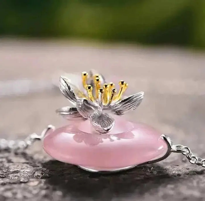 Sterling Silver Aventurine Lotus Flower Bracelet - Enhance Prosperity & Serenity - Mystic Soul Jewelry