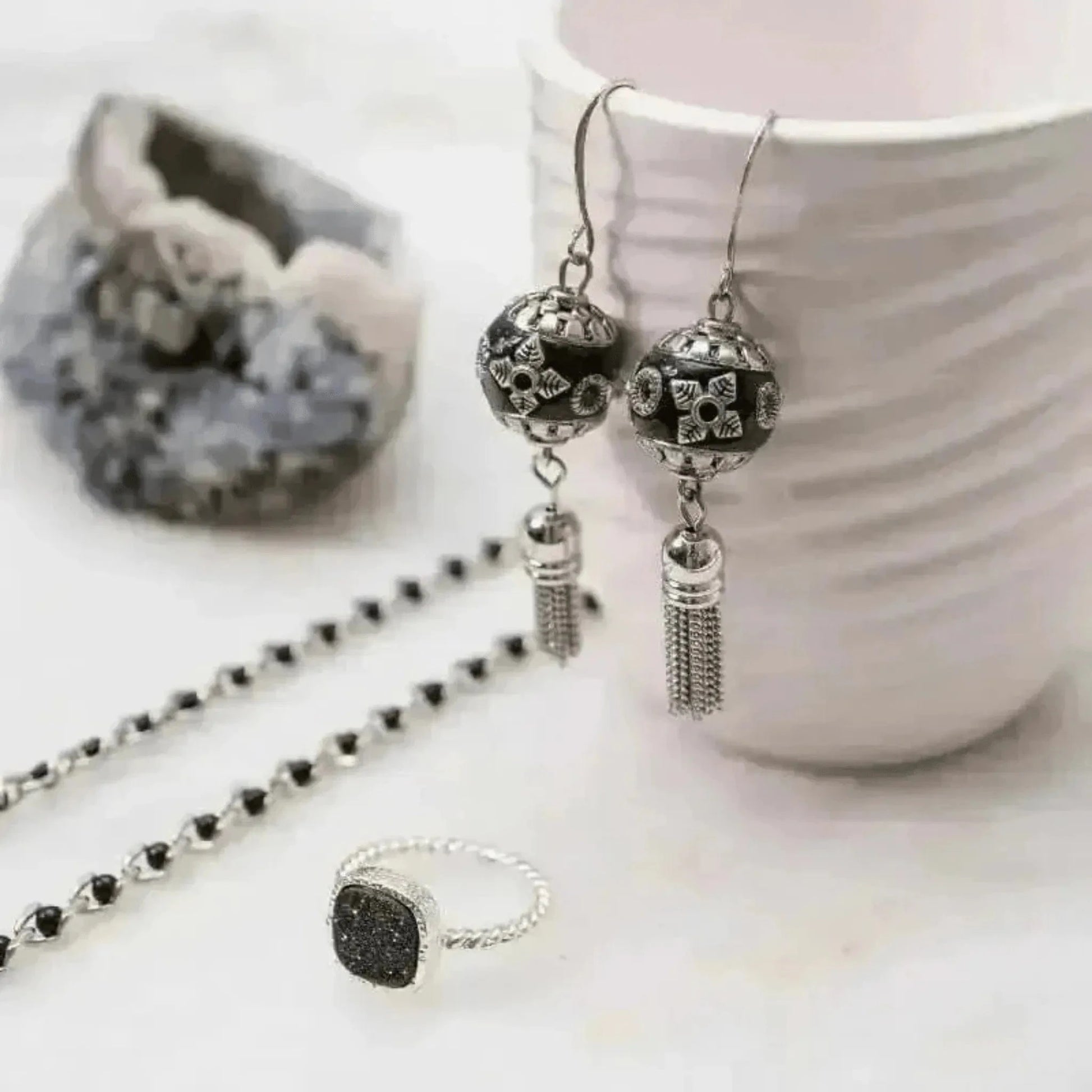 boho tassel bead earrings