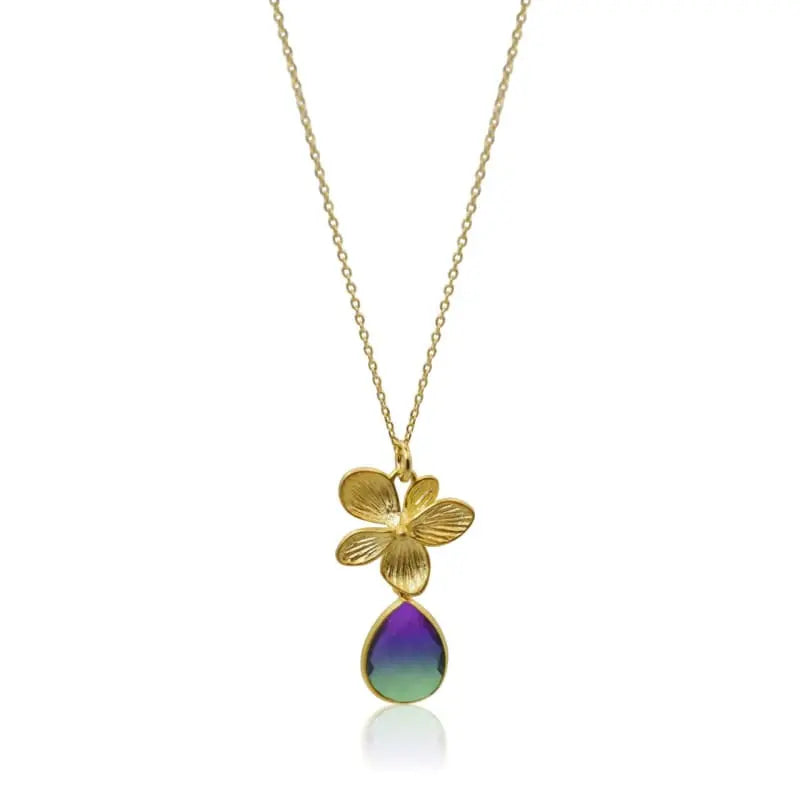 Peacok Aura Single Bloom Plumeria Gold Necklace necklace
