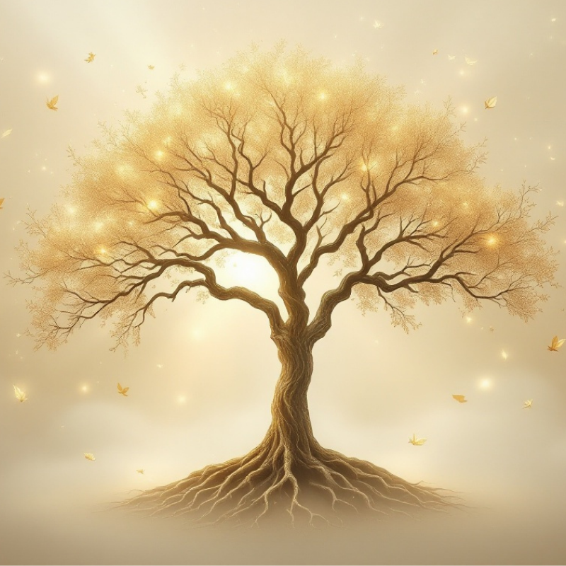 BLOG header Tree of Life meaning infographic — symbolism, what it represents, and how to wear it, gold tree on cream, Mystic Soul Jewelry