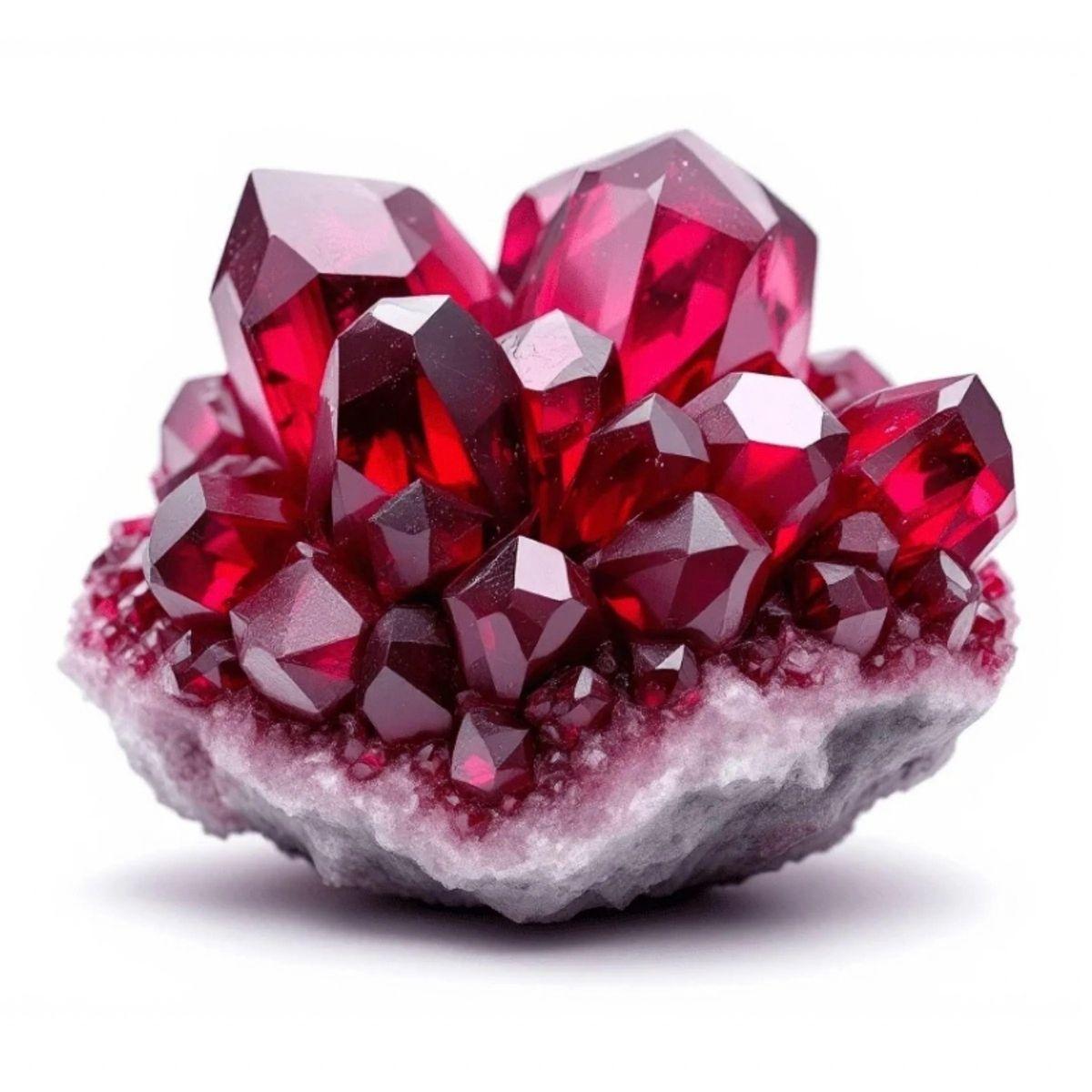 Raw deep-red garnet cluster — the January birthstone