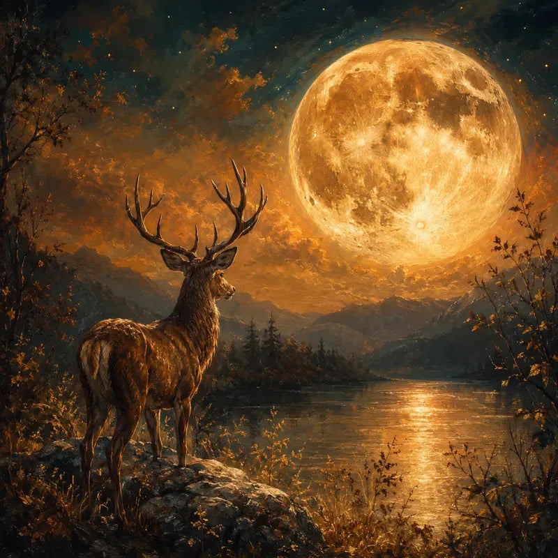 The full Buck Moon rising in a July night sky over an open landscape