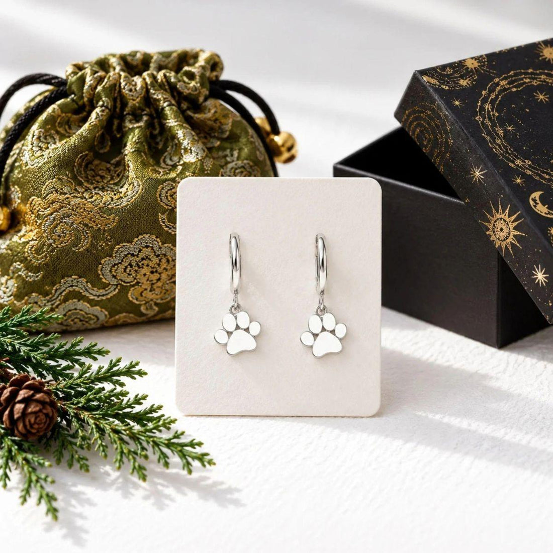 Crystals & Paws jewelry with the Mystic Soul gift bag and celestial box — gifts for animal lovers