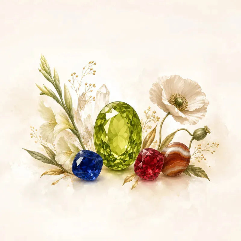 Peridot, spinel and sardonyx — August birthstone jewelry