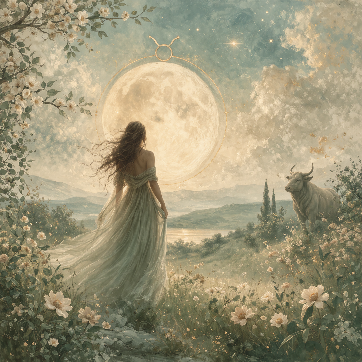 BLOG cover woman standing in field with bull and full moon