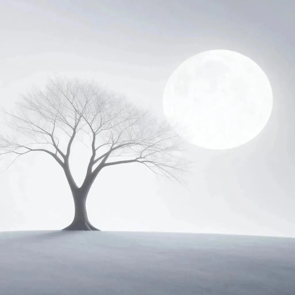Full Snow Moon rising over a winter sky — February full moon ritual and crystal guide