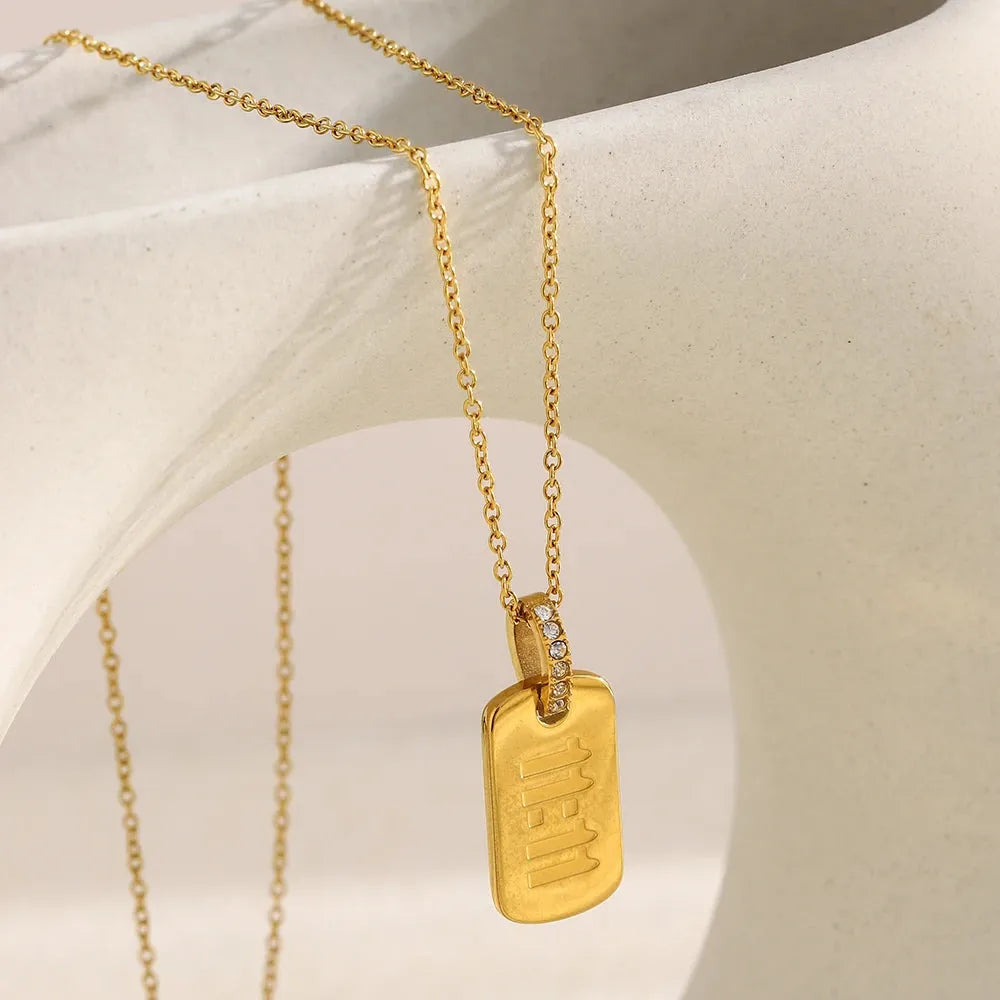  Gold 11:11 angel number medallion necklace with zircon crystals