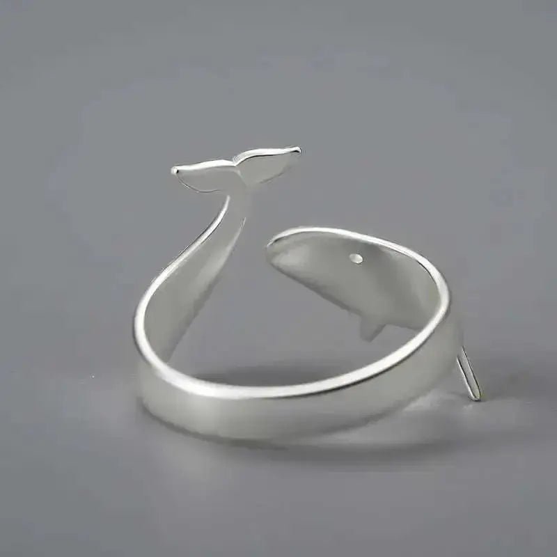 18K Gold & Silver Oceanic Whale Tail Ring | Elegant Sea - Inspired Style - Mystic Soul Jewelry