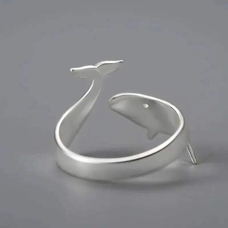 18K Gold & Silver Oceanic Whale Tail Ring for Elegant Sea-Inspired Style - Mystic Soul Jewelry