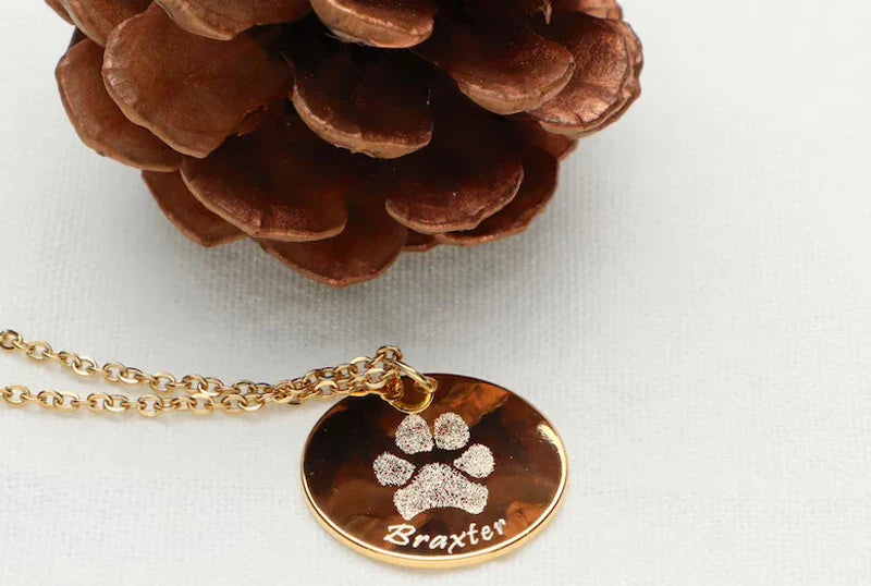 Custom Paw Print Charm Necklace | Pet Name Jewelry | Mystic Soul