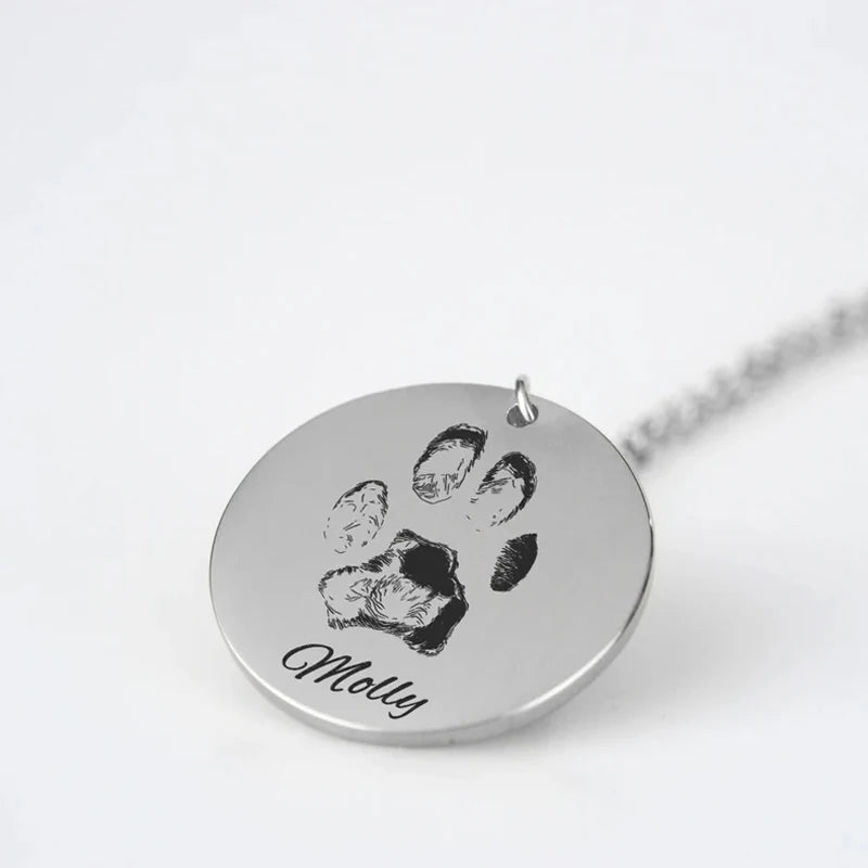 Custom Paw Print Charm Necklace | Pet Name Jewelry | Mystic Soul