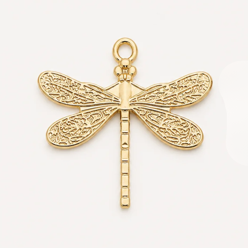 Dragonfly charm in gold plate for crystal bracelets