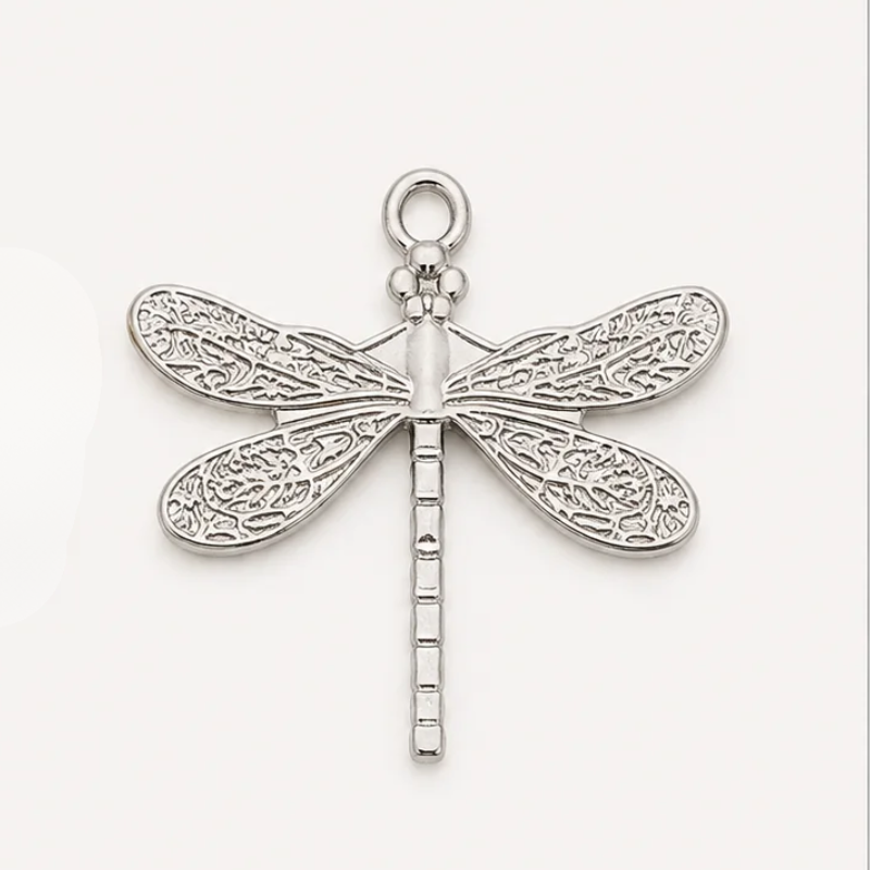 Dragonfly charm in silver plate for crystal bracelets