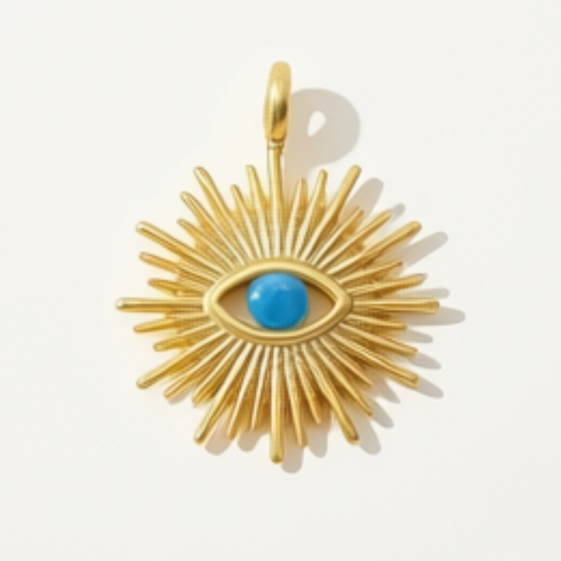 Evil eye charm in gold plate for crystal bracelets