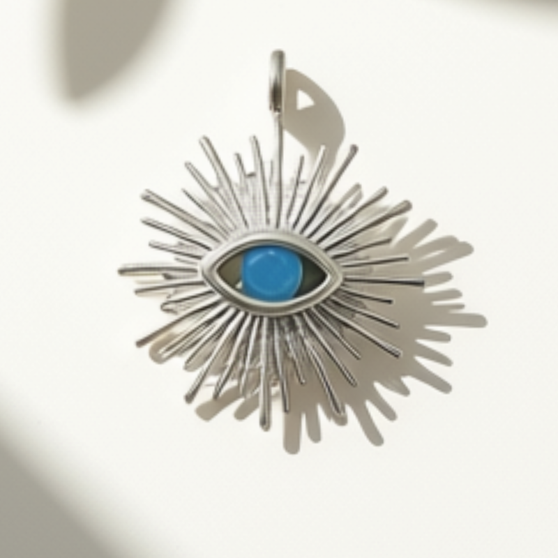 Evil eye charm in silver plate for crystal bracelets