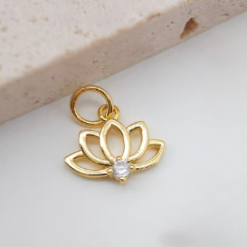 Close view of a plated charm and jump ring detail