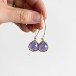 Amethyst Elegant Earrings | Purple Glass Drops | Gold or Silver