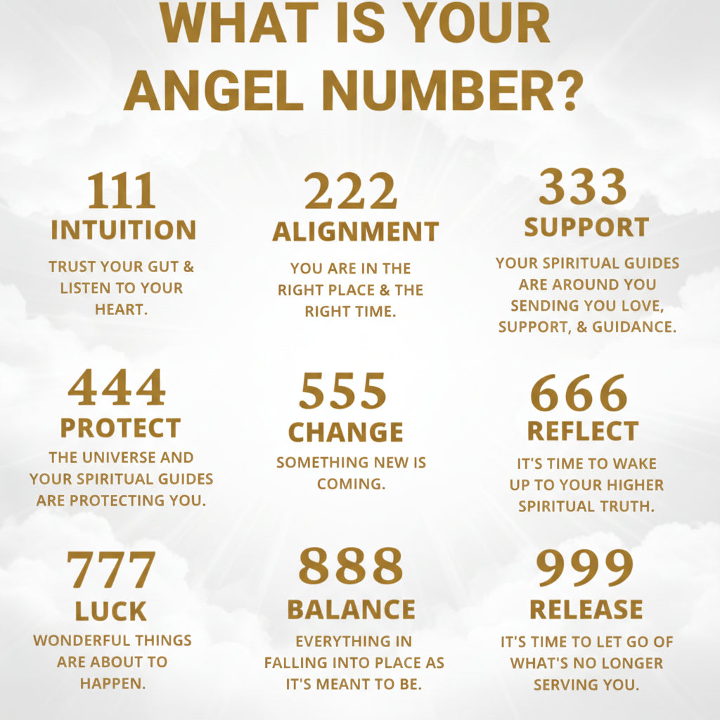 List of angel numbers with meanings on a blue background