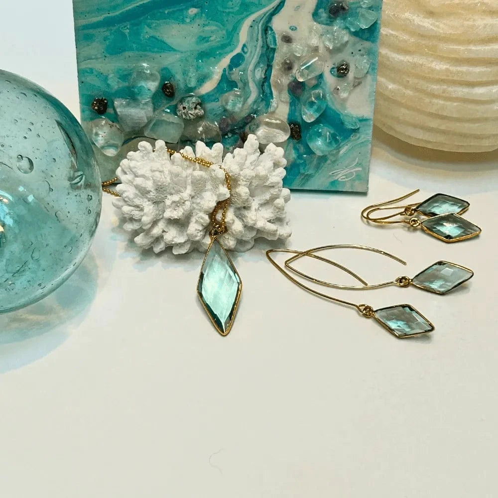 Aqua Blue Spike Jewelry Set on white background
