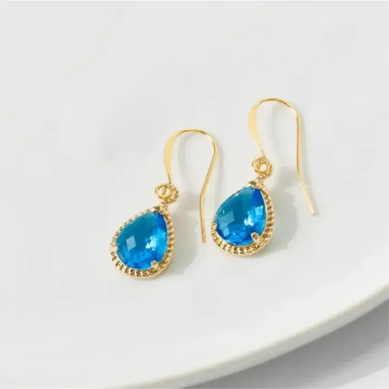 Capri blue exquisite drop earrings in gold, ocean element jewelry