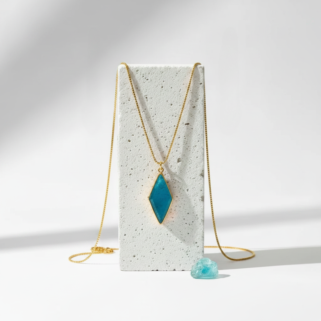 Capri blue spike necklace in gold